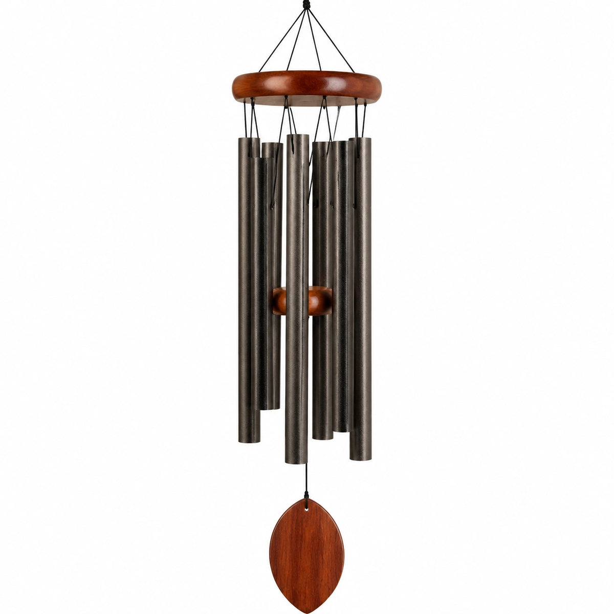 Campana de Viento Tubular Negra de Madera Grande
